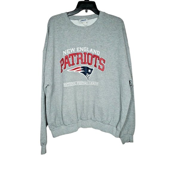 CSA Grey New England Patriots NFL Graphics Crew Neck Long Sleeve Sweater No Tag - Picture 1 of 10